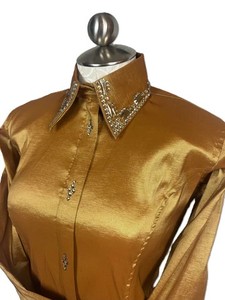 Fait à la main Cowgirl Western Show chemise taille haute fermeture à glissière respirant Stretch taffetas tissu pour l'équitation porter - Product Image 2