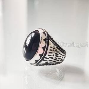 Anillo de Plata de Ley 925 para Hombre, con Piedra de Ónix Negro Natural, Piedra de Nacimiento de Diciembre, Todas las Tallas, Joyería Pesada para Fiestas, Venta al por Mayor - Product Image 2