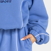Ensemble de survêtement décontracté deux pièces pour femme grande taille, style urbain, 100 % coton, broderie éco-responsable sur le devant