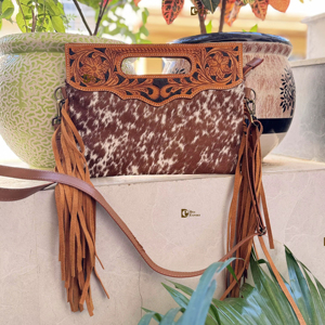 Bolso Bandolera de Cuero Vacuno con Flecos para Mujer, Bolso Bohemio de Cuero Genuino Hecho a Mano con Cierre de Cremallera, Gran Venta - Product Image 1