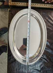 Bandeja Ovalada para Servir, Bandeja Plateada de Acero Inoxidable, Apta para Lavavajillas, Diseño de Cocina, para Bodas, Restaurantes, Platos - Product Image 4