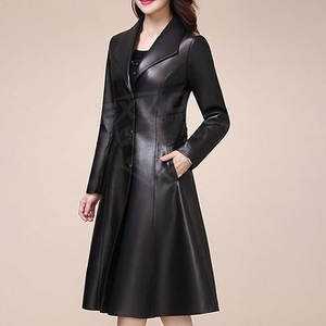 เสื้อโค้ทหนังผู้หญิงแฟชั่นฤดูหนาว ดีไซน์ยาวทันสมัย เนื้อผ้านุ่ม สวมใส่สบายๆ - Product Image 3