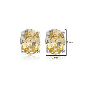 Citrine CZ Stone 5x7mm Baguette Rectángulo Stud Pendientes Turco Hecho a mano Venta al por mayor 925 Joyería de plata esterlina - Product Image 2