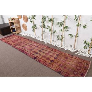 Alfombra turca Vintage Bohemia rojo marrón Ecológico Área grande 2,6X12,2 pies lana rectángulo Patchwork comedor látex - Product Image 1