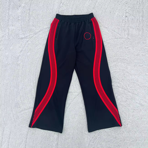 Pantalon de survêtement à rayures à logo personnalisé OEM Pantalon de survêtement baggy ample surdimensionné en tricot de coton pantalon de survêtement évasé pour hommes - Product Image 3