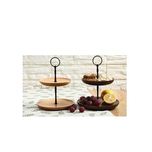 Acacia Wood Cup <b>Cake</b> <b>Stand</b> Plate with Clear <b>Dome</b> for Natural Wood Color with 2 Different Size - Product Image 2