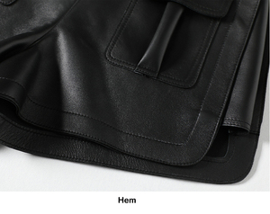 Pantalones cortos de piel auténtica de verano personalizados pantalones cortos de piel de cintura alta informales para mujer personalizados pantalones cortos de mujer hechos a medida - Product Image 6