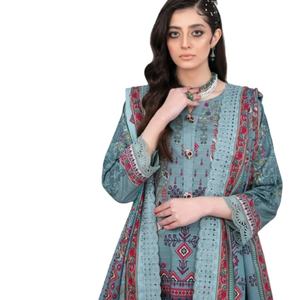 Costumes de pelouse d'été pakistanais 3 pièces sans couture de très haute qualité sur les prix de gros/Costumes de pelouse jacquard de créateur pakistanais 100% - Product Image 1