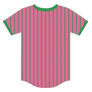<b>Pink</b> Soror Pullover Baseball Jersey Greek Sorority Womens <b>Pink</b> & Green College Sisterhood Stylish Casual Jersey Apparel - Product Image 6