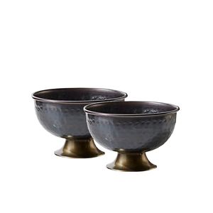 Bol de service en métal noir mat de luxe avec intérieur doré poli, bol à fruits martelé pour la maison moderne et la vaisselle de mariage - Product Image 4
