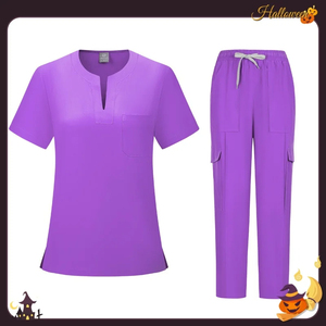 Ensemble de gommage d'allaitement en coton doux pour femmes, uniforme médical à manches courtes, pantalon de jogging, tenue d'hôpital avec option de logo - Product Image 4