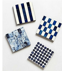 Posavasos Cuadrados Clásicos de Nogal con Incrustaciones de Hueso Indio, Ecológicos y Vintage, de Alta Demanda, para Decoración de Mesa de Salón y Comedor - Product Image 3