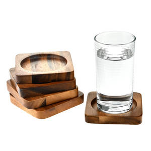 Posavasos de madera de alta calidad Forma cuadrada Interior Redondo Acabado natural Durable y respetuoso con el medio ambiente para artículos de cocina para el hogar y el hotel - Product Image 2