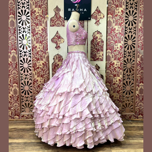 Lehenga tendance de couleur lavande orné de Beats & Sparkling Diamond Hand Touch Work pour toutes les occasions Fournisseur de l'Inde - Product Image 3