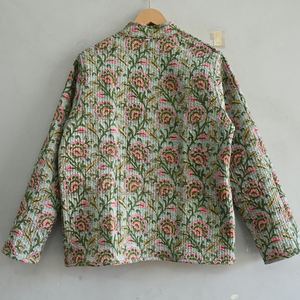 Cotton jacket, floral <b>quilted</b> jackets for women Indian handmade cotton block printed <b>quilted</b> jackets designer cotton women Coat - Product Image 3