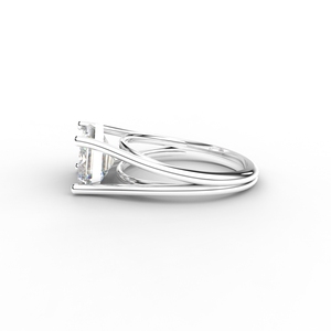 Bague en diamant de laboratoire taille émeraude en or rose/jaune/blanc 14 carats, bijoux de fiançailles - Product Image 2