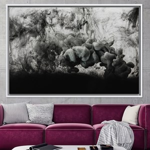 Décoration murale moderne en verre trempé : Tableau imprimé sur toile, TOILE ENCADRÉE BLANCHE - Product Image 1