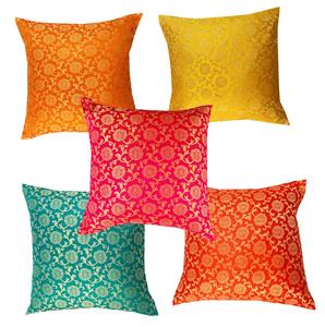 Vibrant Color Silk Cushion <b>Covers</b> 16x16 Inches, Embroidered <b>Sofa</b> Cushion <b>Cover</b> Decorative Throw Pillow Cushion - Product Image 1