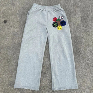 Patchs brodés OEM personnalisés 100% coton Sweat à capuche épais zippé Streetwear Ensemble pantalon de survêtement à capuche Survêtement d'été - Product Image 3
