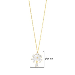 Pendentif Fleur en Pierre CZ Transparente, Bijoux en Argent Sterling 925 Faits à la Main, Collier Turc en Gros - Product Image 3