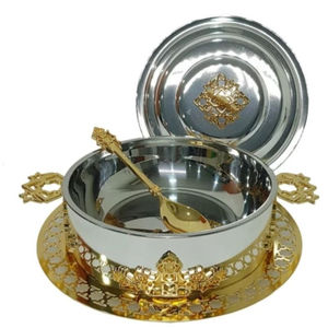 Plat à cocotte en argent avec couvercle attrayant Plat à cocotte en acier inoxydable de qualité supérieure pour les repas de mariage - Product Image 6