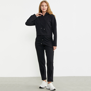 Nouvel ensemble décontracté streetwear pour femme, en molleton 100 % coton, écologique, avec cordon de serrage, couleur unie, idéal pour l'hiver - Product Image 4