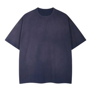 เสื้อยืดสีดำฟอกกรดสำหรับผู้ชายไซส์ใหญ่พิเศษผ้าฝ้าย100% พิมพ์ลาย DTG ไหล่ - Product Image 5