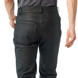 Pantalon en cuir pour homme en cuir de vachette premium 2025, fabrication OEM, vente en gros, teinture unie, logo, taille droite, écologique, coupe-vent, respirant - Product Image 5