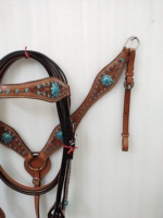 Bride et harnais de cheval en cuir véritable de qualité supérieure pour la course de barils, style western durable, marque ADEEFA, marron, fabriqué en Inde