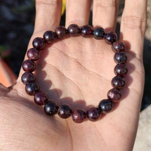 Red Garnet Adjustable <b>Beaded</b> <b>Bracelet</b> 8mm Smooth Silver Plated Natural Gemstone Handmade Luxury 925 Silver Women's Jewelry Gift - Product Image 1