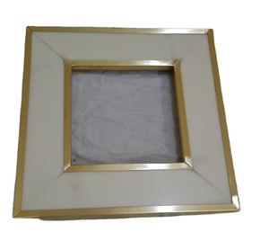 Marco de Fotos Cuadrado de Lujo Moderno con Incrustaciones de Hueso y Borde de Metal de Latón, Hecho a Mano con Resina de Marfil, Decoración de Mesa para el Hogar - Product Image 1