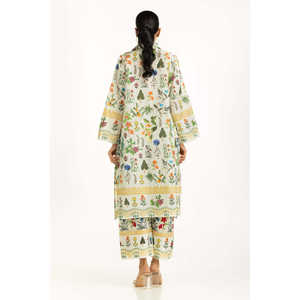 ชุดเซ็ต 2 ชิ้นสำหรับผู้หญิง รุ่น IPST-55009 ลายพิมพ์โบฮีเมียนสุดหรู ผ้าแคมบริก คอเหลี่ยม แขนสามส่วน สำหรับฤดูใบไม้ผลิ/ฤดูร้อน ไซส์ XS - Product Image 2