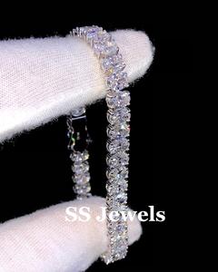 Bracelet Tennis en diamant Moissanite VVS taille ovale pour femmes luxe en argent Sterling 925 glacé bijoux cadeau pour les mariages - Product Image 5