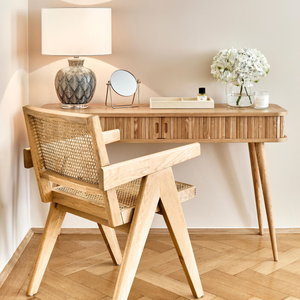 Fauteuil de salle à manger en rotin tressé à la main, style Mid-Century Modern, avec structure en bois massif, assise et dossier en rotin naturel, pour maison, villa, salon - Product Image 3