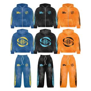 ชุดวอร์ม2025มีซิปพิมพ์ลายสำหรับฝึกซ้อมสีฟ้าสีพื้นแบบกำหนดเองดีไซน์ใหม่ - Product Image 2