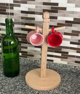 Pine Wood Coffee Mug <b>Tree</b> Stand Kitchen Countertop Tea Cup Holder Storage Rack Tabletop Hanging Organizer Displaying Branch Pegs - Product Image 1