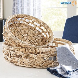 High Good Quality Water Hyacinth Trays <b>Set</b> <b>Table</b> Serving Decorative Trays Home Durable Wicker Eco friendly <b>Dining</b> Room Decor - Product Image 3