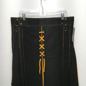 Kilt utilitaire hybride écossais en denim noir et jaune fait main avec lacets et poches cargo 2026 - Product Image 4