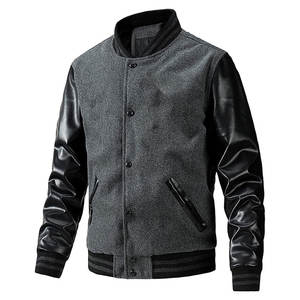 High Quality Embroidered Men College Leather Sleeves Custom Baseball Bomber Letterman CollegeBaseballjacket for men DDP Shipping - Product Image 1