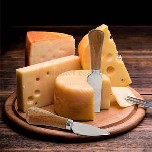 Juego de cuchillos para queso de acero inoxidable de 4 piezas, cuchillo para mantequilla y tenedor, rebanador de queso con mango de madera - Product Image 4