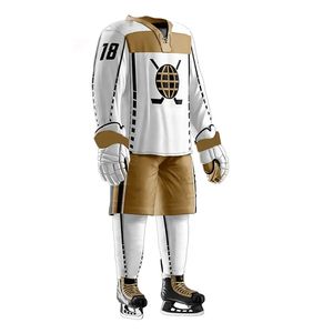 Ensemble complet d'uniformes de hockey sur glace personnalisés en gros, ensemble d'uniformes entièrement sublimés avec maillot et short, idéal pour les tournois et les clubs - Product Image 4