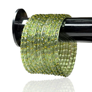 Olive Green Emerald Cut Gold Plated Pearl Trendy Raindrop Glass Bangles Set for Women Indian Wedding & Party Wear <b>Jewellery</b> - Product Image 1