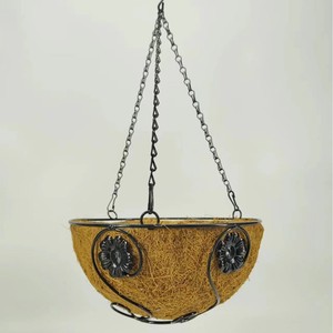 HB007 Cesta Colgante de Alambre de Metal Ecológica con Revestimiento de Fibra de Coco para Jardinería de Interior y Exterior Al por Mayor - Product Image 4