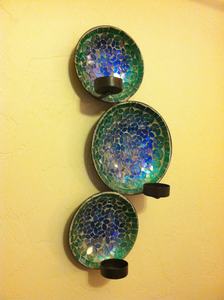 Red Mosaic Glass 3 Tier <b>Wall</b> <b>Candle</b> <b>Sconce</b> Holder Vintage Metal Candlestick <b>For</b> Premium Home Hotel Spa Wedding Decoration - Product Image 4