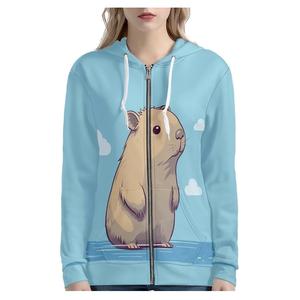 เสื้อมีฮู้ดคอกลมแขนยาวสำหรับผู้หญิงคอลเลกชันใหม่เสื้อมีซิปลำลองสีทึบเปิดไหล่แนวลำลอง100% - Product Image 1