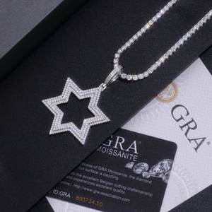 Collar de Lujo con Colgante de Estrella Estilo Hip Hop, Chapado en Oro sobre Plata de Ley 925, con Moissanita VVS, para Hombre y Mujer - Product Image 2
