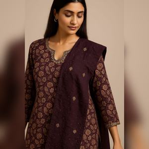 Designer roman discharge kurti set with exquisite handwork <b>details</b> and jacquard dupatta using premium fabric luxury boutique - Product Image 3