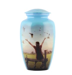 Urnas de cremación para adultos de color azul claro para cenizas humanas con una hermosa bolsa de terciopelo para cenizas de perro, urna de tamaño personalizado para funeral - Product Image 1