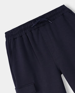<b>Men's</b> Navy Blue Cargo <b>Shorts</b> - Multi-Pocket Streetwear with Drawstring Breathable Fabric porty Navy <b>Shorts</b> - Product Image 3