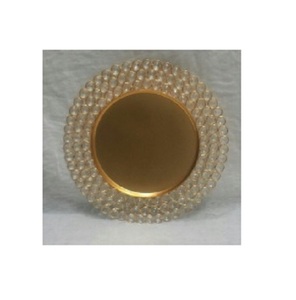 Placa de cargador de cristal de Metal de color cobre de alta calidad patrón redondo para uso de platos Indios decorativos para el hogar - Product Image 1
